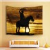 Sunset Western Cowboy Ride Horse Tapestry Wall Hanging Living Room Bedroom Decor   142906041502